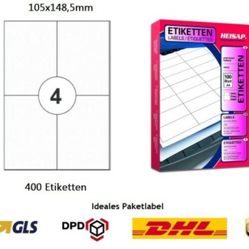 bedruckbare Etiketten HEI024 105×148,5mm (400 Stück je Packung)