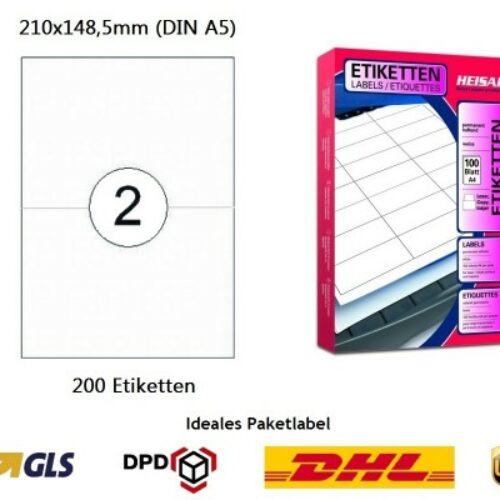 bedruckbare Etiketten HEI026 210×148,5mm (200 Stück je Packung)