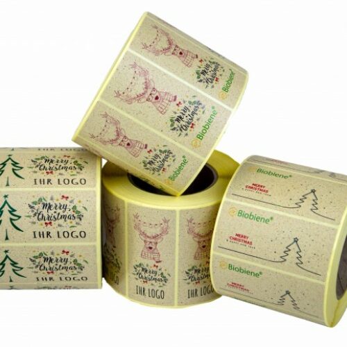 Weihnachtsetiketten – bedruckt mit Ihrem Logo #Graspapier (1Rolle=1000Stk)